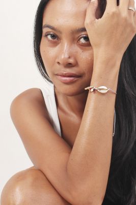 Bracelet coquillage gris et or