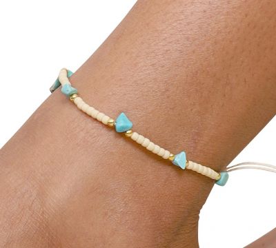 Bracelet de pied Emina blanc