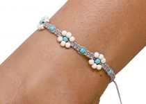 Bracelet de pied Thais gris et bleu