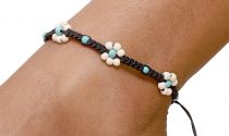 Bracelet de pied Thais noir et blanc