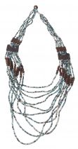 Collier bois exotique et perles bleues