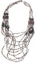 Collier bois exotique et perles marron