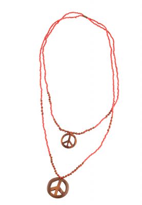 Collier peace and love rouge