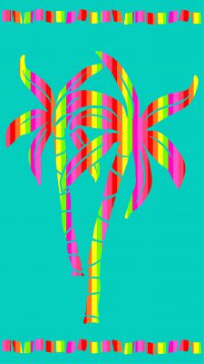 Drap de plage palmiers multicolores