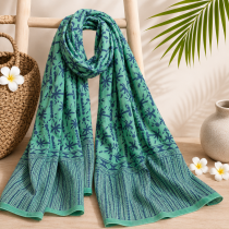 Foulard palmiers vert et bleu