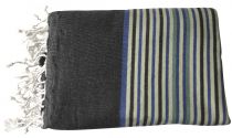 Fouta grande taille Bizerte noir et bleu