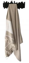 Fouta grande taille blanc et beige