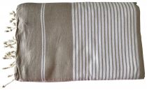 Fouta grande taille blanc et beige