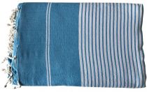 Fouta grande taille blanc et bleu ciel