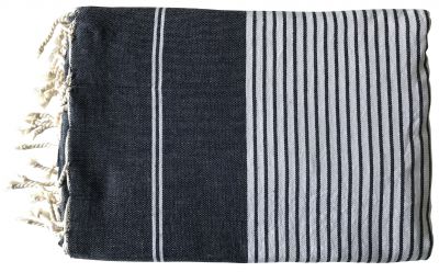 Fouta grande taille blanc et bleu marine