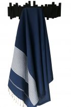 Fouta grande taille blanc et bleu marine