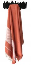 Fouta grande taille blanc et orange