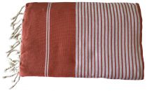 Fouta grande taille blanc et orange