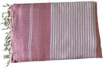 Fouta grande taille blanc et rose