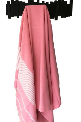 Fouta grande taille blanc et rose
