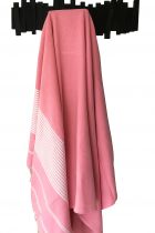 Fouta grande taille blanc et rose
