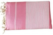 Fouta grande taille blanc et rose