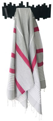 Fouta Mahdia gris et rose