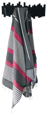 Fouta Mahdia noir et rose