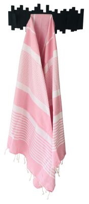 Fouta Mahdia rose bonbon et blanc