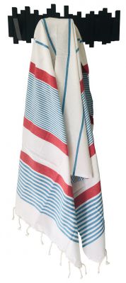 Fouta Mahdia turquoise et rouge