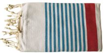 Fouta Mahdia turquoise et rouge