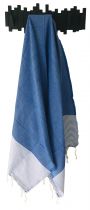 Fouta nid d\'abeille bicolore bleu et blanc