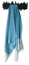 Fouta nid d\'abeille bicolore turquoise et blanc