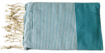 Fouta nid d\'abeille bicolore vert foncé et blanc