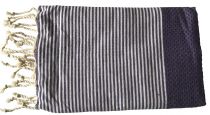 Fouta nid d\'abeille bicolore violet et blanc