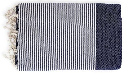 Fouta nid d\'abeille Mikanda bleu marine