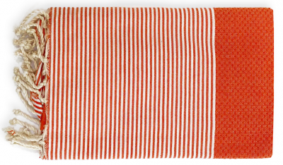 Fouta nid d\'abeille Mikanda orange