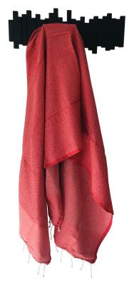 Fouta nid d\'abeille rouge