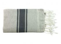 Fouta plate bicolore gris 100% coton de la Tunisie