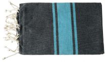 Fouta plate bicolore noir et turquoise