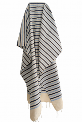 Fouta plate coton Rivage bleu et noir