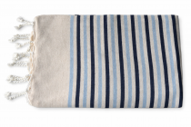 Fouta plate coton Rivage bleu et noir