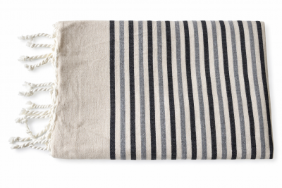 Fouta plate coton Rivage gris et noir