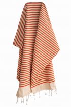 Fouta plate coton Rivage orange et beige