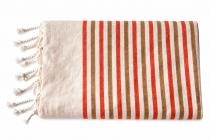 Fouta plate coton Rivage orange et beige