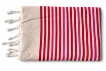 Fouta plate coton Rivage rose et rouge