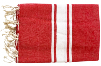 Fouta plate Kozo rouge et blanc