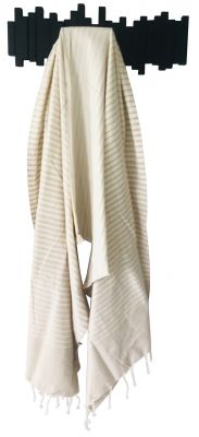 Fouta plate raye beige et blanc