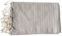 Fouta plate rayée beige et blanc