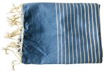 Fouta plate rayée bleu et blanc