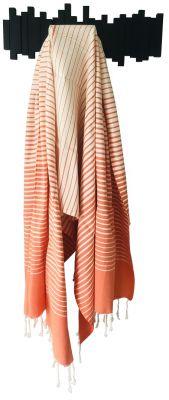 Fouta plate raye orange et blanc