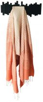 Fouta plate rayée orange et blanc