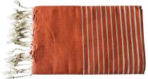 Fouta plate rayée orange et blanc