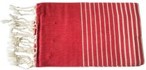 Fouta plate rayée rouge et blanc