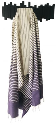 Fouta plate raye violet et blanc